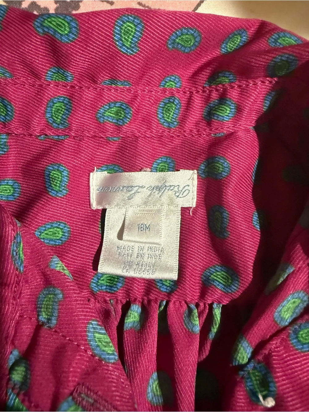 Ralph Lauren Magenta Blouse with Teal Dot Print